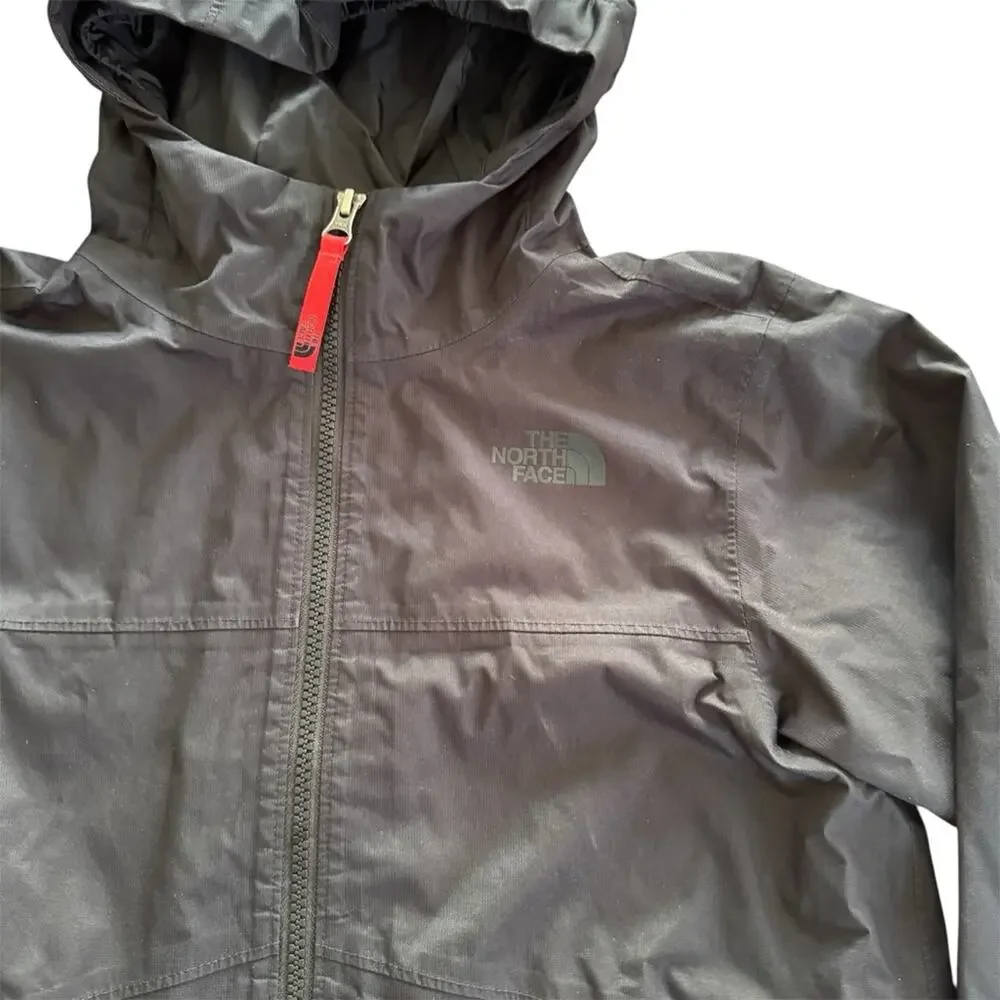 The North Face Kids DryVent Rain Jacket Waterproof Shell Black Red Size S 7/8